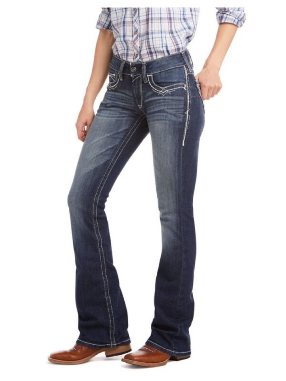 Ariat REAL Denim Women's Mid-Rise Bootcut Entwined Jeans Dark Wash Y2K Western